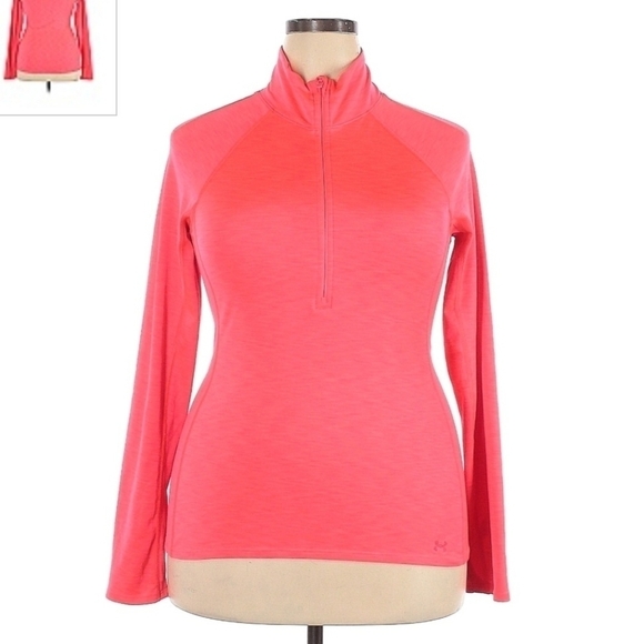 Under Armour 3/4 Zip Track Jacket Pink Women's XL Plus Size Mock Neck Fitted EUC - Picture 1 of 4